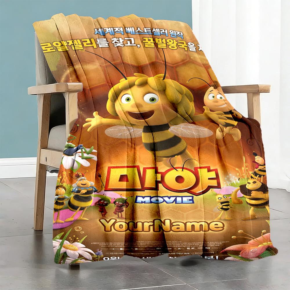 Biene Maja Customize Your Name Blanket Cozy Customizable Blanket Warmthful Decor Perfect for Office Office Chair Living Room Home Decor