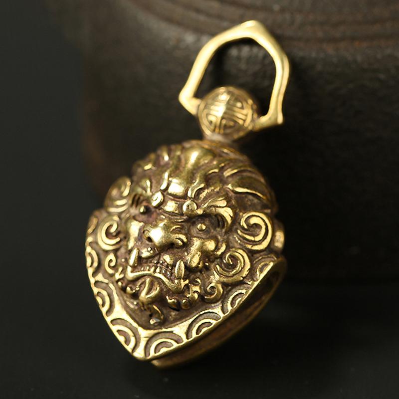 

Бронзовый колокольчик-лев, настольное украшение фэн-шуй, винтажный латунный брелок-подвеска, украшение для дома, гостиная