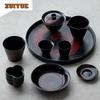 Brush Red Ceramic Tea Tray Handmade Coarse Pottery Dry Soaking Tray Breakfast Tray, Fruit Storage Plate Kung Fu Tea Ceremony