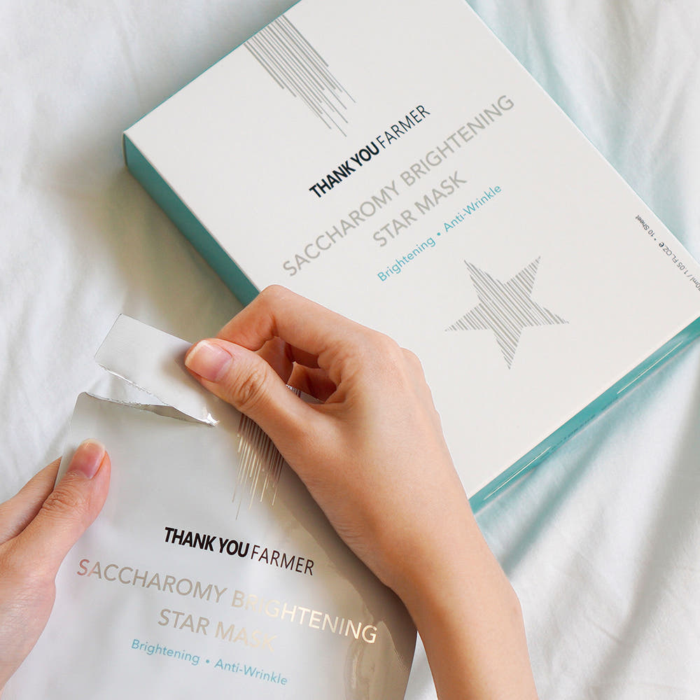THANK YOU FARMER Saccharomy Brightening Star Mask 10 Sheets Fermented Rice Niacinamide Firming Sheet Mask