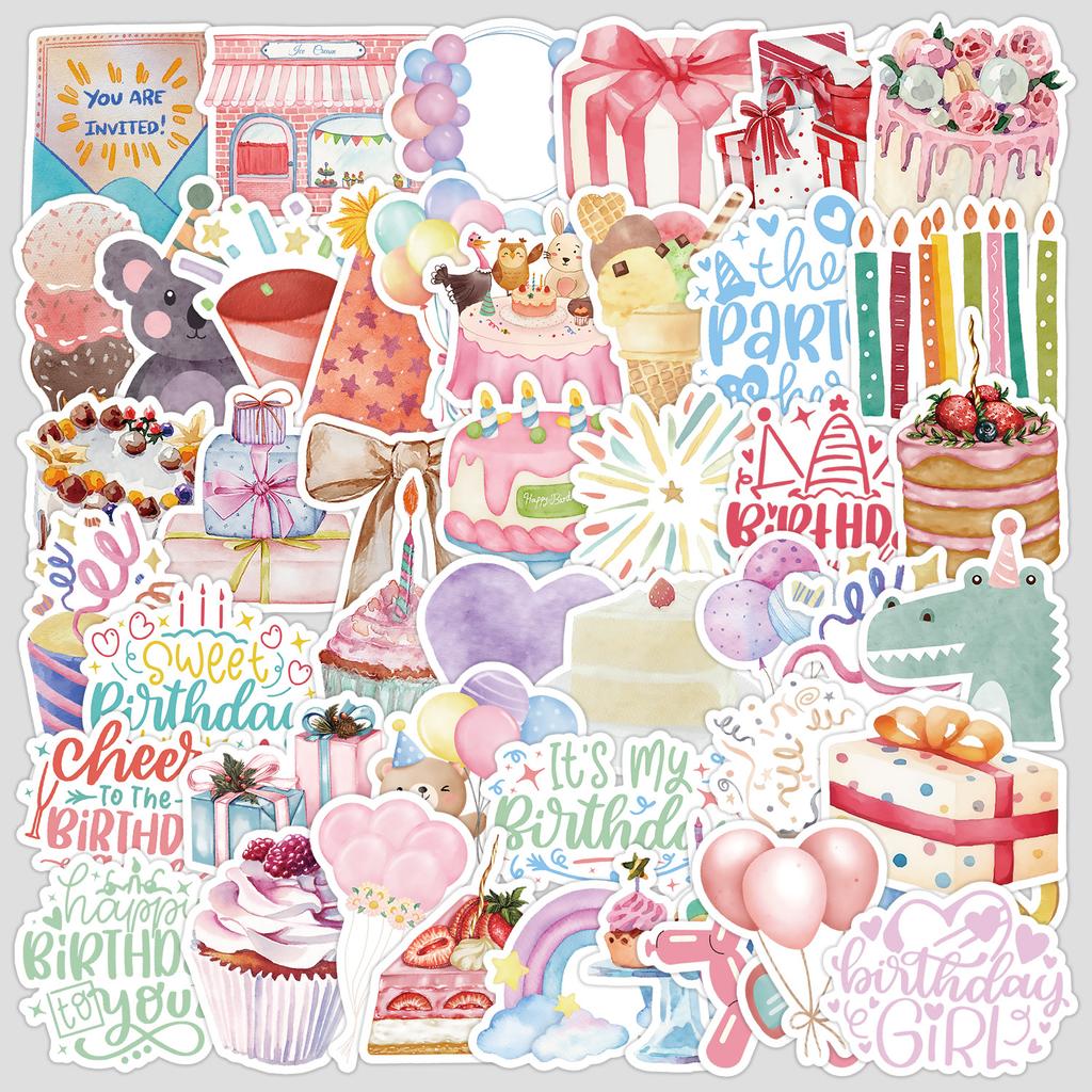 50 Birthday Series Graffiti Stickers DIY Stationery Stickers Water Cup Computer Skateboard Waterproof Decorative Stickers