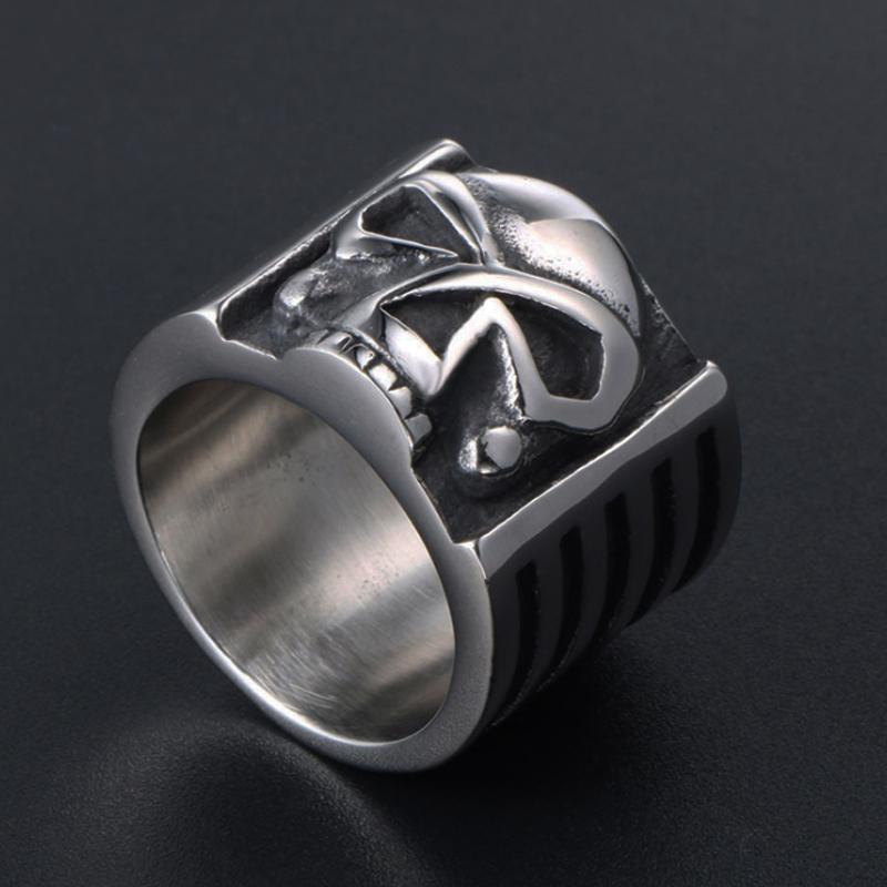 Anello Vintage Teschio Fantasma in Acciaio Inossidabile per Uomo Anelli Punk Gotici Larghi Anello Maschile Heavy Metal Hip Hop Gioielli Regali Dropshipping