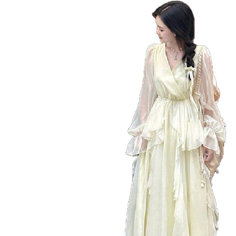Gentle wind dress autumn fairy super fairy French temperament seaside vacation long-sleeved skirt long