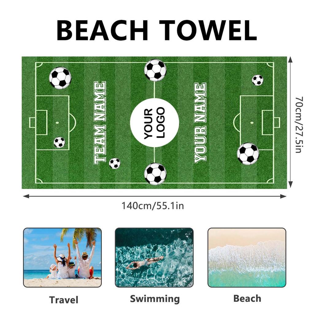 Personalized Football Field Name Beach Towel Sport Team Club Logo Pool Towel School Team Towels Volleyball Soccer Team Gift