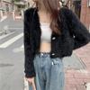 Modny Casualowy Retro Przytulny Dziewczęcy Leniwy Wiatr Dzianinowy Sweter Kardigan Damski Jednolity Kolor Imitacja Rzeźbionej Wełny Krótki Akapit Damski