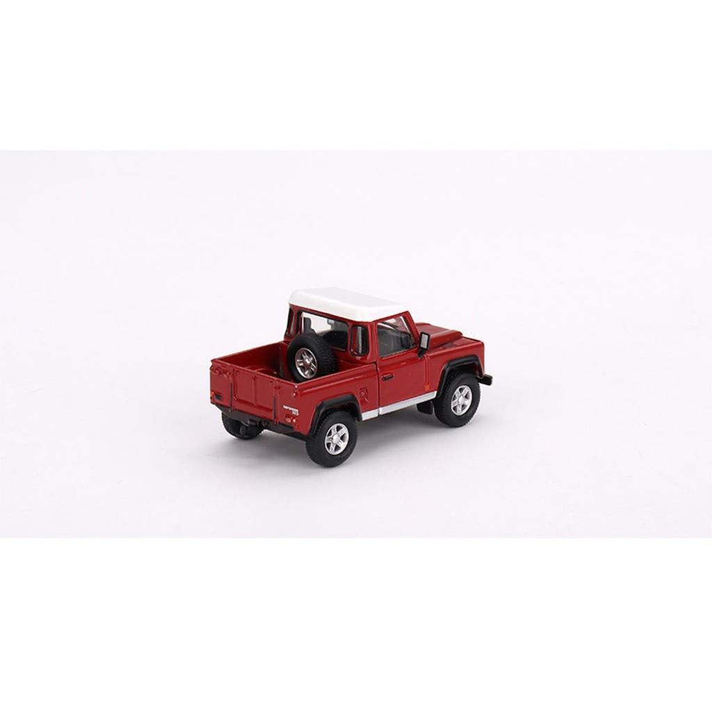 TrueScale Miniatures MINI GT Scale Land Rover Defender 90 Masai Finished Model 1/64 Pickup, Red, Right-Hand Drive,