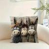 Fodera per cuscino asino cartone animato con cerniera, federa decorativa con animali carini per auto, divano, camera da letto