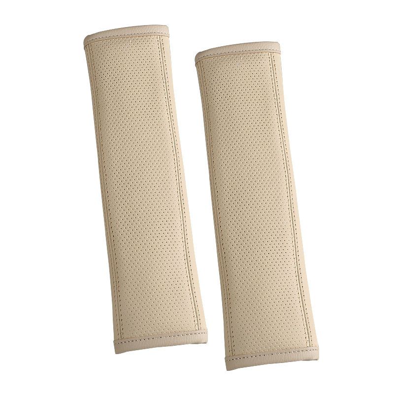 Leather Shoulder Sleeve One-Pair Package Interior Car Seat Belt Beige pair