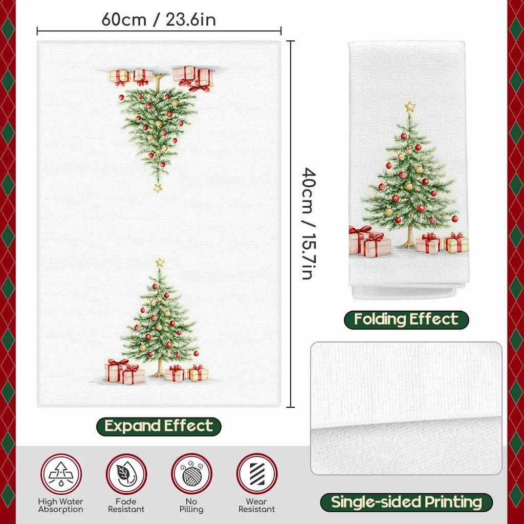 2/4/6pcs set Kitchen Towels Christmas theme illustrationHand Towels Christmas Decorations for Home Noel Dish Towels Gifts