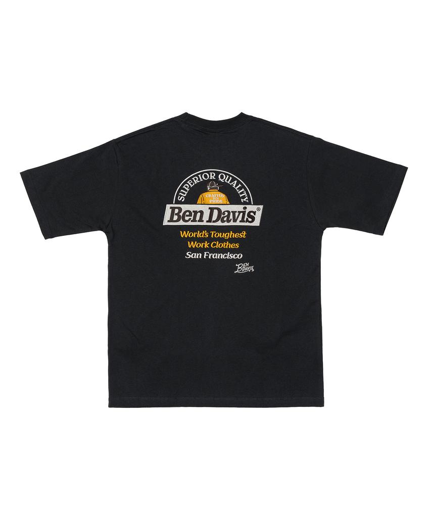 BEN DAVIS White Label Embroidered T-Shirt Charcoal