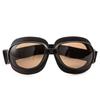 Motorcycle Goggles Vintage Pilot Goggles Retro Motocross Goggles Outdoor Eyewear Sports Glasses for Half Helmet (Black Frame, Black Lens)