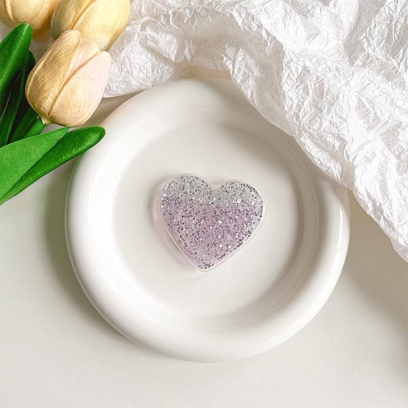 Color Love Glitter Mobile Phone Airbag Holder Wind Paste Retractable Round Lazy Ring Buckle