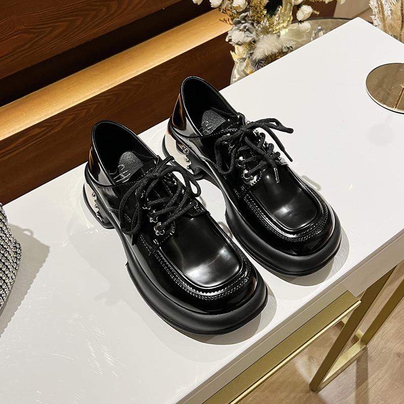 

Spring new retro black round head versatile platform Mary Jane Love heightening small leather shoes women 35
