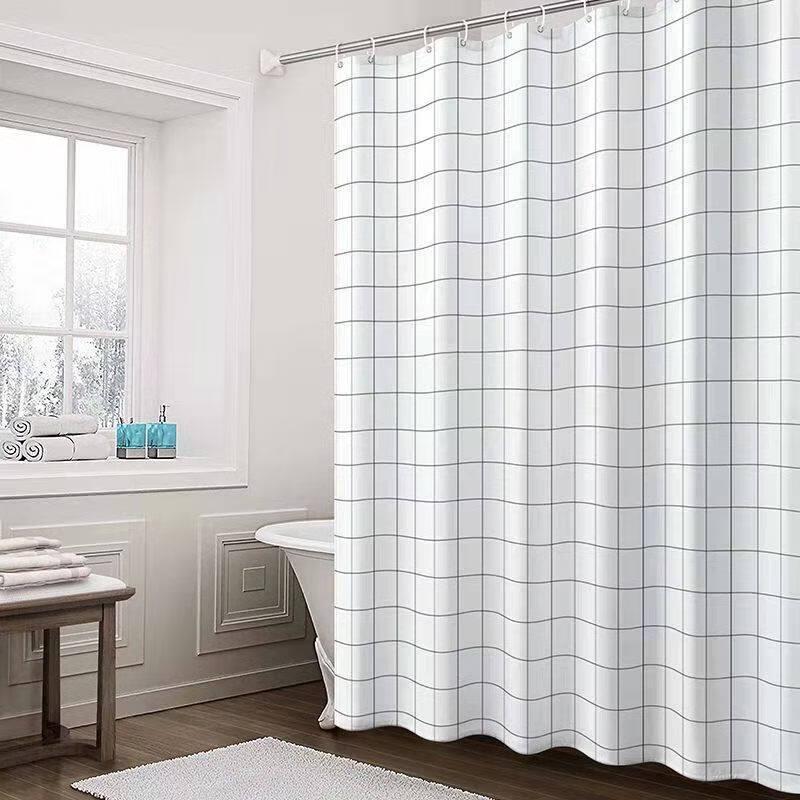 LIEI Waterproof Mildewproof PEVA Shower Curtain with Rod Set