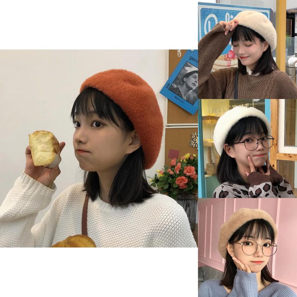 Warm Winter Adorable Beret For Women Cute Plush Wool Hat Adjustable Size