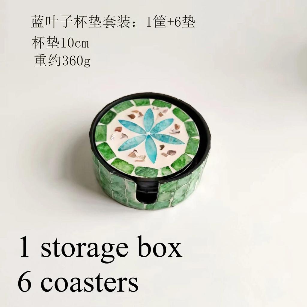 Handmade Shell Coaster Set Creative Colorful Insulation Placemat Light Luxury Natural Shell Tea Coaster Home Desktop Decoration