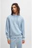 HUGO Light Blue Cotton Hoodie with Contrast Logo and Relaxed Fit Men's