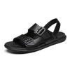 New Men Slippers Genuine Leather Men's Summer Shoes Man Fashion Casual Comfortable Black Flip-flops Sandals Male Adult Sneakers