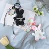 Lovely Plush Rabbits Bead Keychain Pendant Bag Fashion Women Backpack Handbag Charm Pendant Lovely Hangings Decoratin