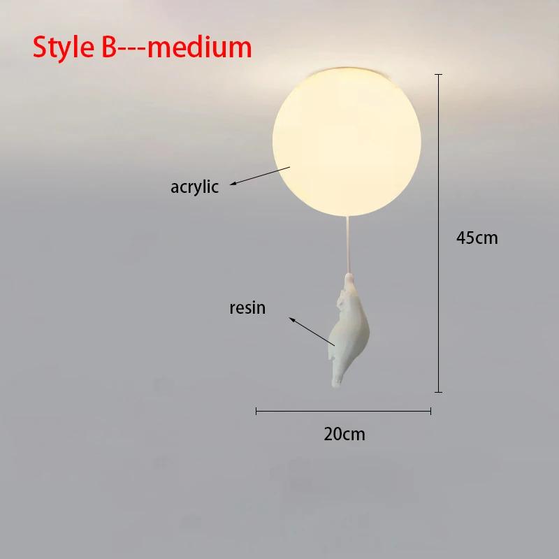 Modern Acrylic Spherical Cartoon Bear Resin Small Animal Bedroom Ceiling lamp Children's room Chandelier Corridor Ceiling Lamp