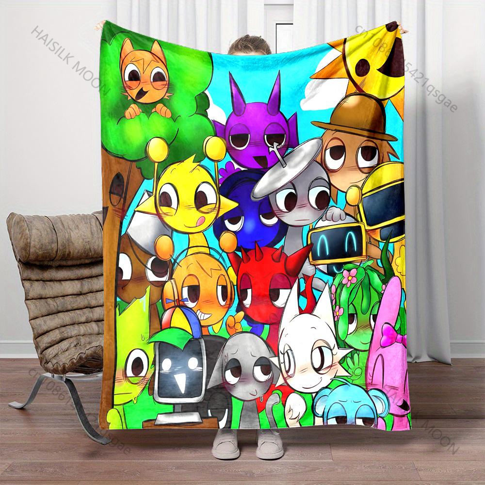 6 Size Music Theme S-Sprunki Printed Blanket Office Beach Camping Shawl Blanket Gift for Family & Friends Super Soft Comfortable