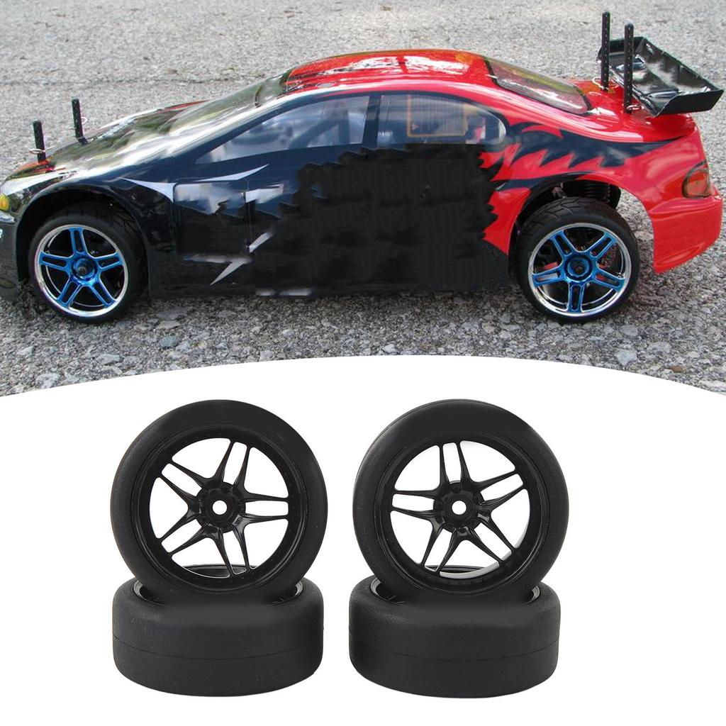 4pcs RC Tires Wheels  S Sets 12mm Hex Wheels  S Rubber Tires Width 26mm for 1Celsius10 RC Racing Car Drifting Car
