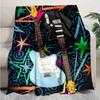 Colorful Notes and Guitar Patterns Flannel Printed Blanket Suitable for All Seasons Suitable for Living Room Office Sofa Travel