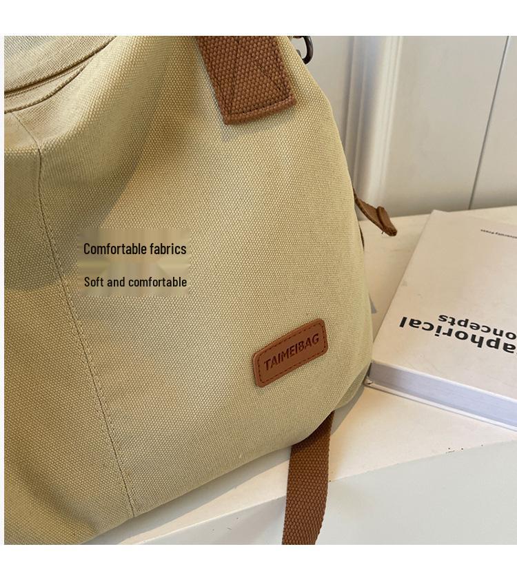 Large Capacity Retro Canvas Tote Bag: Simple, Fashionable Shoulder and Crossbody Bag for Women and Girls