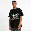 Vintage Skull Samurai Print T-Shirt Dark Japanese Street Style Tee Pure cotton T-shirt