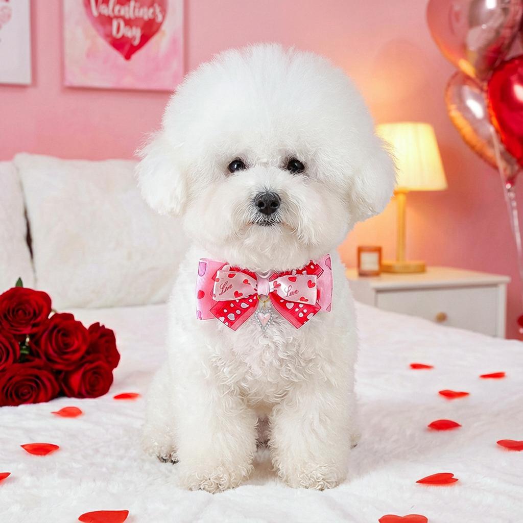 2026 Holiday Pet New Accessories Snood Cute Puppy Kitten Accessories Valentine's Day Bow Collar