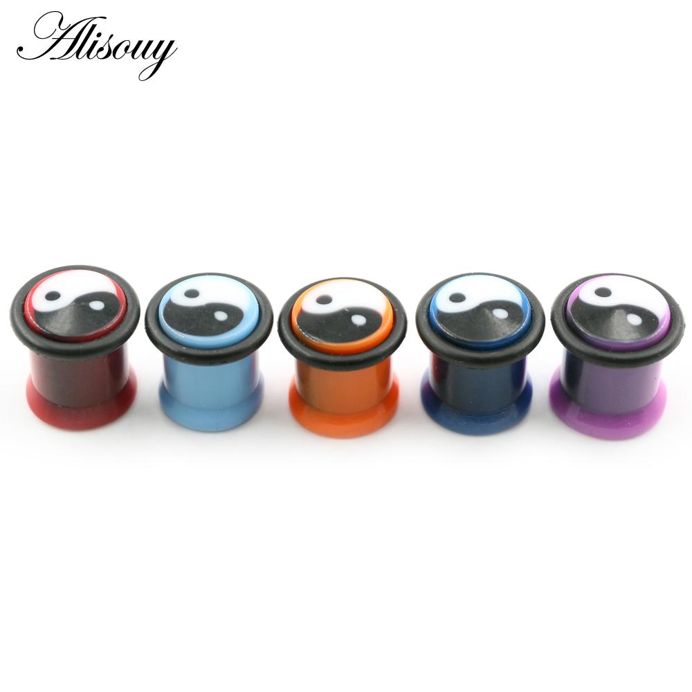 Alisouy 2 Stück 10 mm Tai Chi Yin-Yang Acryl Taper Ohr Tunnel Plugs Flesh Flared Expander Keil Messgeräte Piercing Körperschmuck