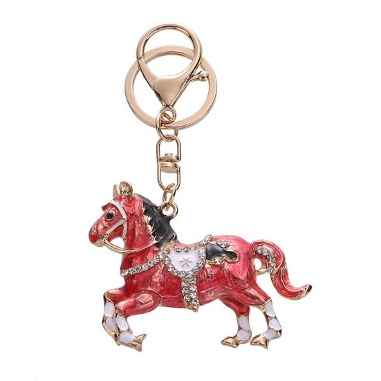 Keychain Pendant Horse Shape Rhinestone Inlaid Key Chain Diverse Color Backpack Keyring Key Accessory
