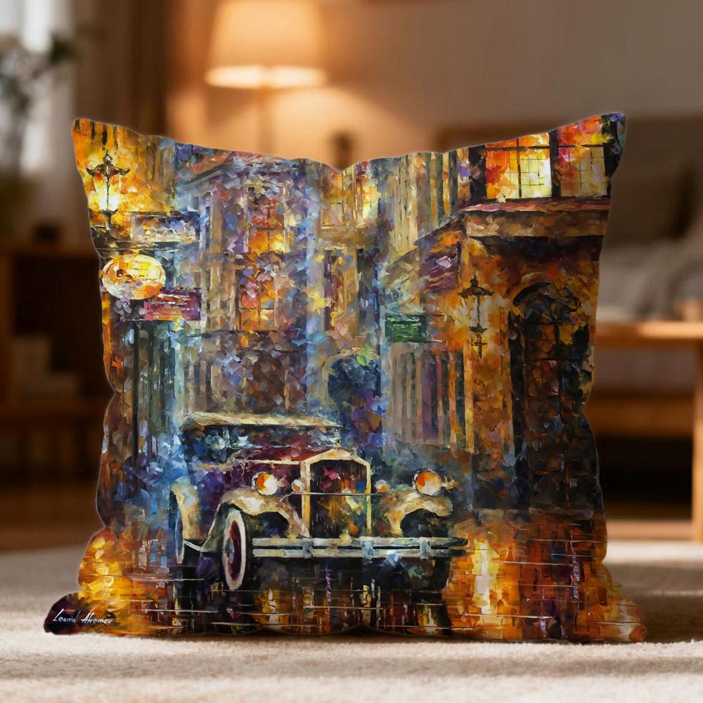 Fashion L-Lleonid afremov oiled Cushion Cover Soft Washable Pillow Case Multi-Scene for Couch Bed Travel Office Use
