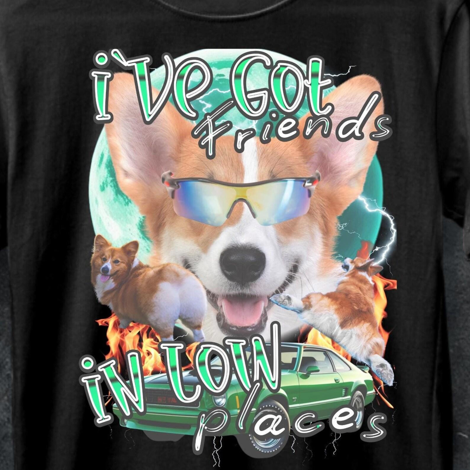 Funny Corgi Dog T-Shirt: Bootleg Hip Hop Style L