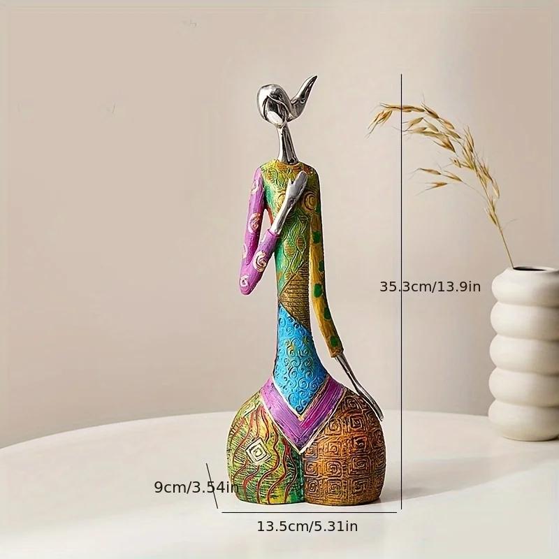 Art Female Sculpture Figurines, Abstract Woman Statue For Home Decor, Colorful Decorations For Living Room Shelf Office Cabinet