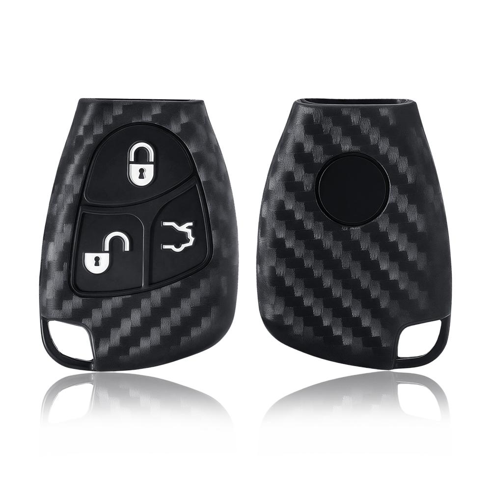 3 Button High Quality Carbon Fiber Silicone Car key cover Case For Mercedes Benz C B E Class W203 W211 W204 YU BN CLS CLK