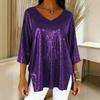 European & American V-Neck Nine-Sleeve Split Loose Top - Women's Fashion 2025