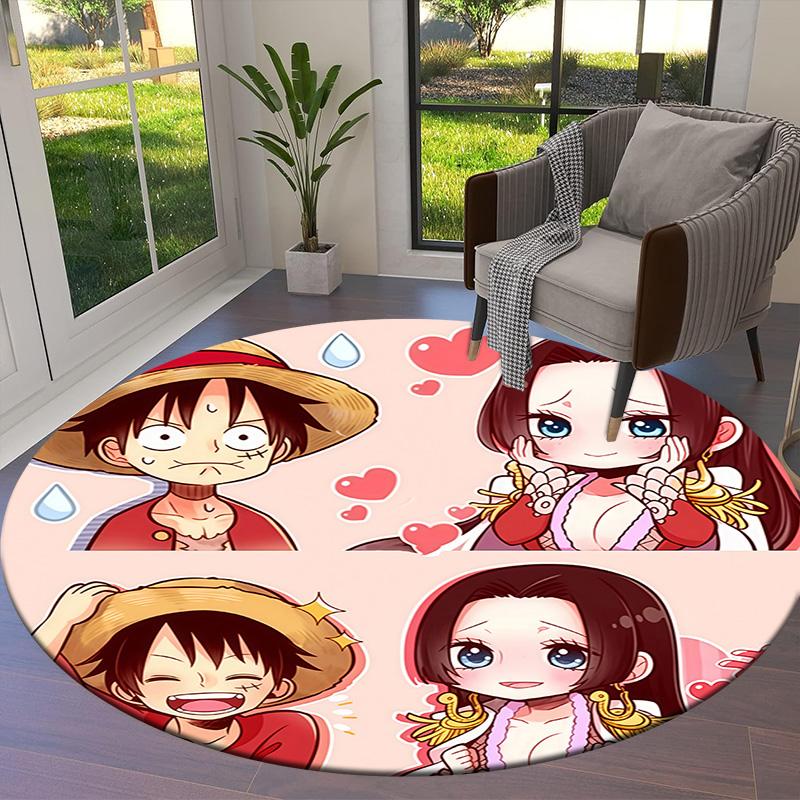 One Piece Boa Hancock Round Area Rug Carpet Rug For Living Room Bedroom Sofa Playroom Decor Nonslip Floor Mat