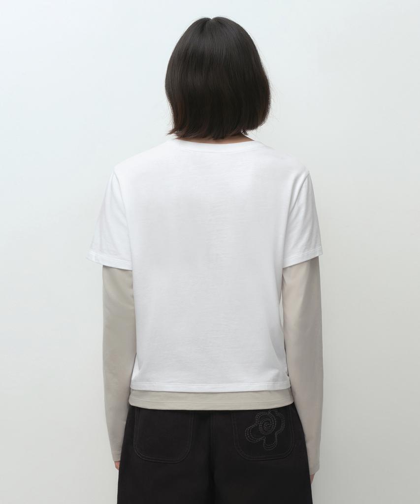 MUSINSA STANDARD WOMAN [Ohesio Collaboration] Layered Long Sleeve T-Shirt [White]