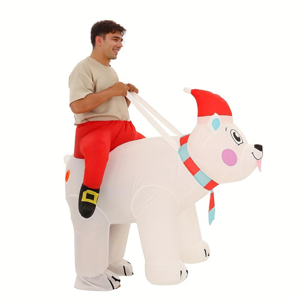 White Bear Inflatable Costume - Riding On Costume Unisex Adult Inflatable Costumes for Christmas Party Halloween Cosplay