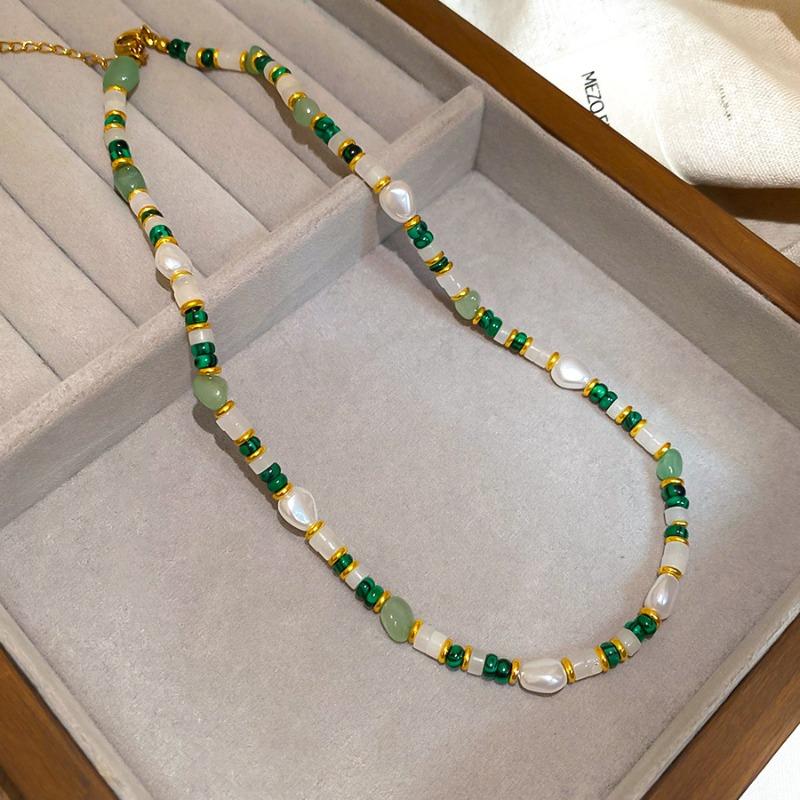Bohemian Irregular Natural Stone Simulated Pearl Necklace Women Gold Stainless Steel Choker