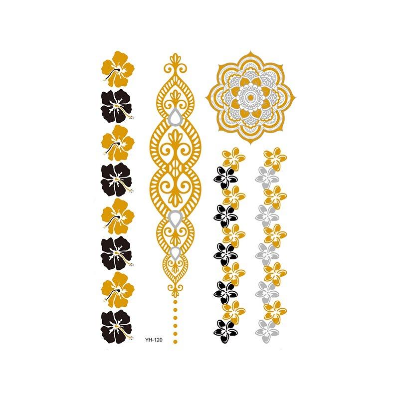 

Бронзовая наклейка для татуировки Wind Metal Bronzing Silver Водонепроницаемая наклейка Набор модных богемных браслетов 148*210MM