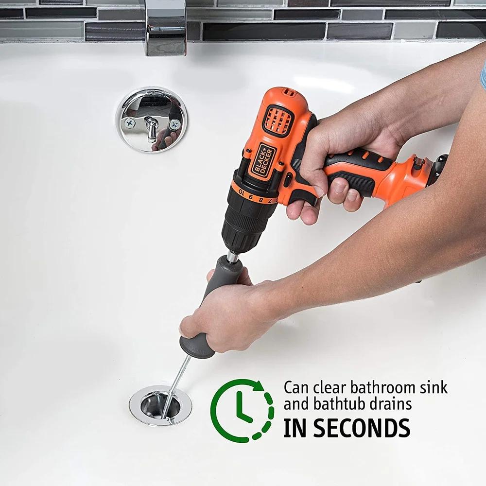 42 Inch Plumbing Drain Snake Auger Hair Clog Remover Adapter Sink Bathtub Power Drill Cleaning Tool