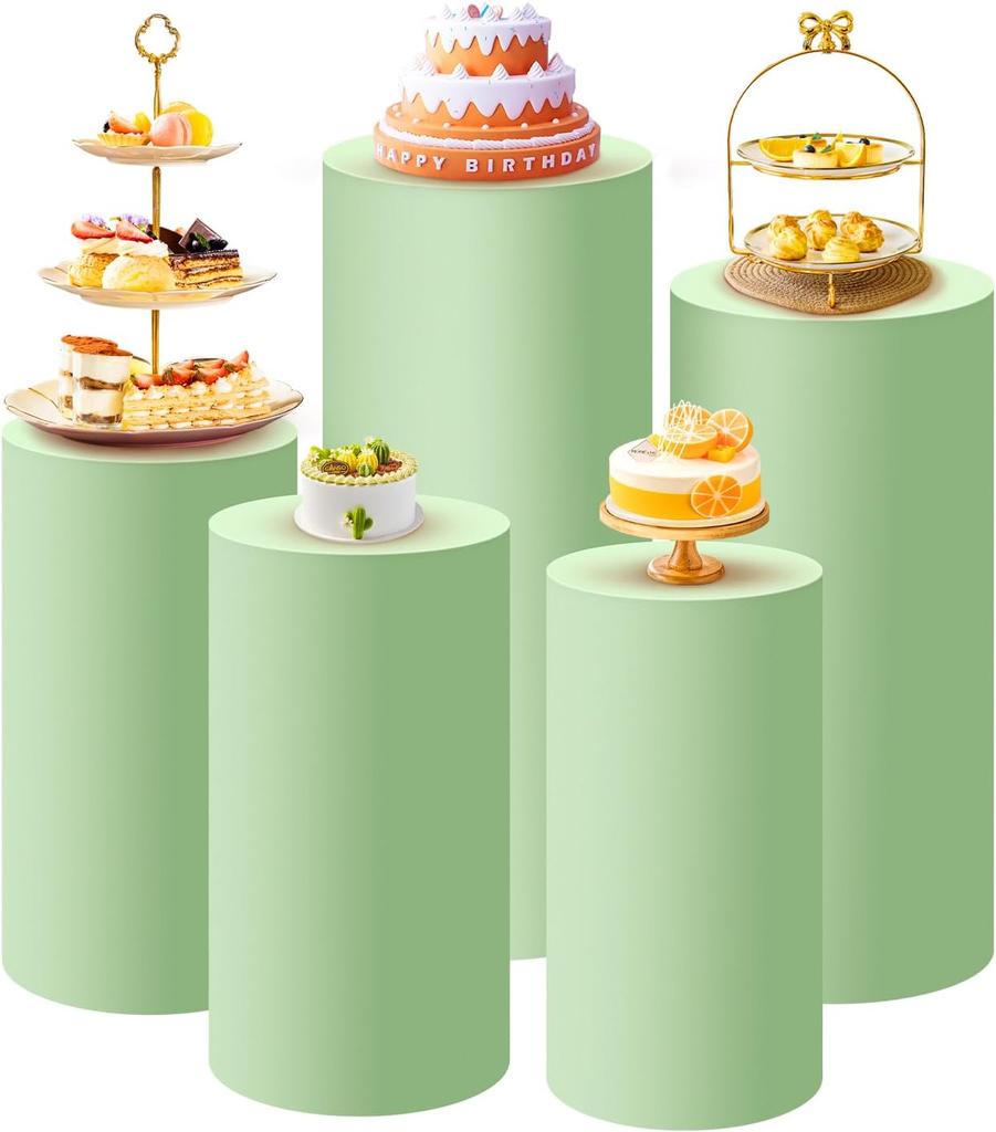 1-5Pcs Cylinder Stand Covers Spandex Pedestal Stand Covers For Party Wedding or Baby Shower Event Decor (only cloth covers)