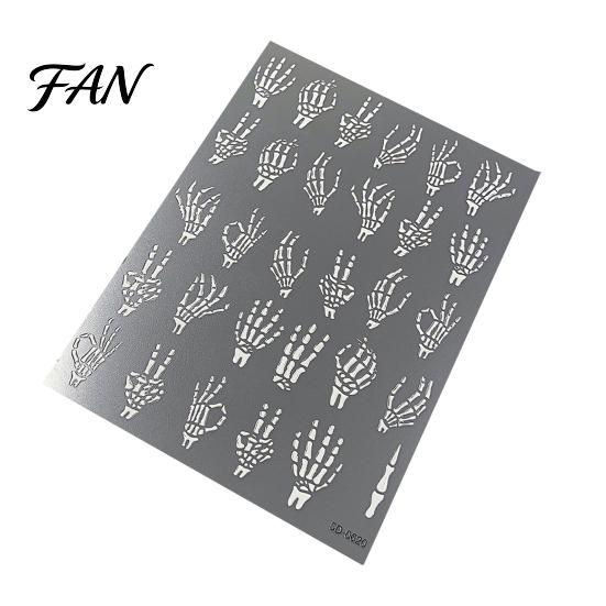 Halloween Theme Nail Decals Art Stickers, 5D Embossed Skull Pumpkin Ghost Parties Stickers Decals, Waterproof Self Adhesive Manicure Decoration