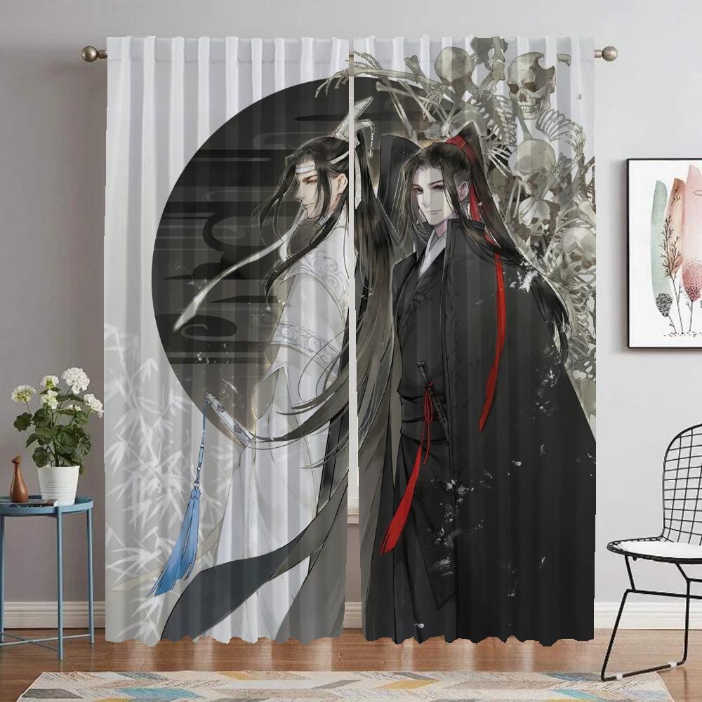 Küchenvorhänge für Kamera Mo Dao Zu Shi Tüll für Schlafzimmerabtrennung Wohnzimmervorhang Mückenschutzvorhänge 2 Stück Jalousien