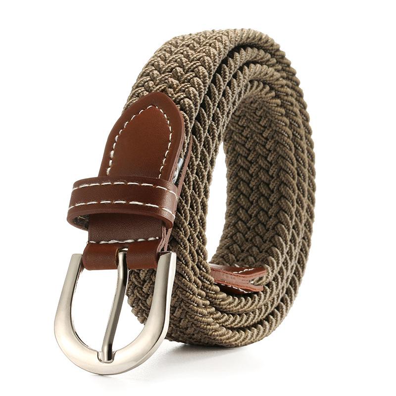 Solid Color Ladies' Elastic Woven Canvas Belt with Pin Buckle