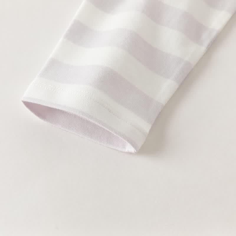 DAVE & BELLA Girls' Cotton Striped Long-Sleeve T-Shirt