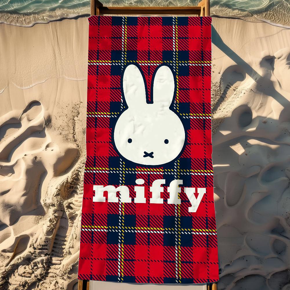 Cartoon M-Miffy Cute Kawaii Bunny Towel Beach Towel Oversized Quick Dry Towel Absorbent Soft Swim Beach Towels for Men Women