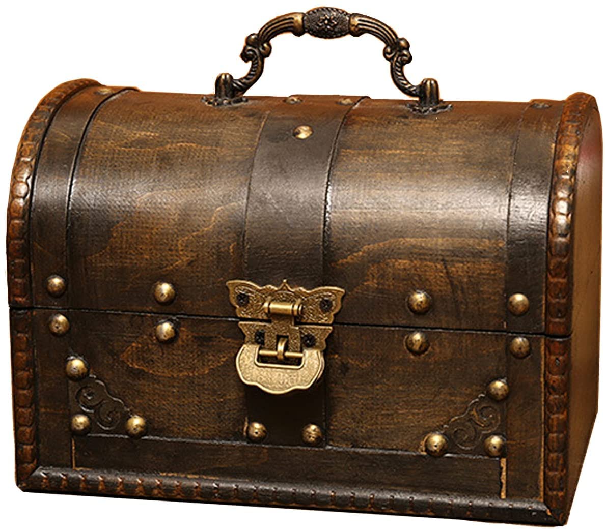 torsoya Treasure Chest Wooden Storage Box with Lid Retro Style Stylish Home Decor Lock 5190₽